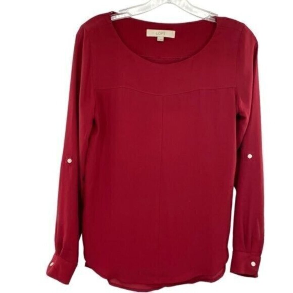Loft Ann Taylor Women’s Long Sleeve Red Blouse